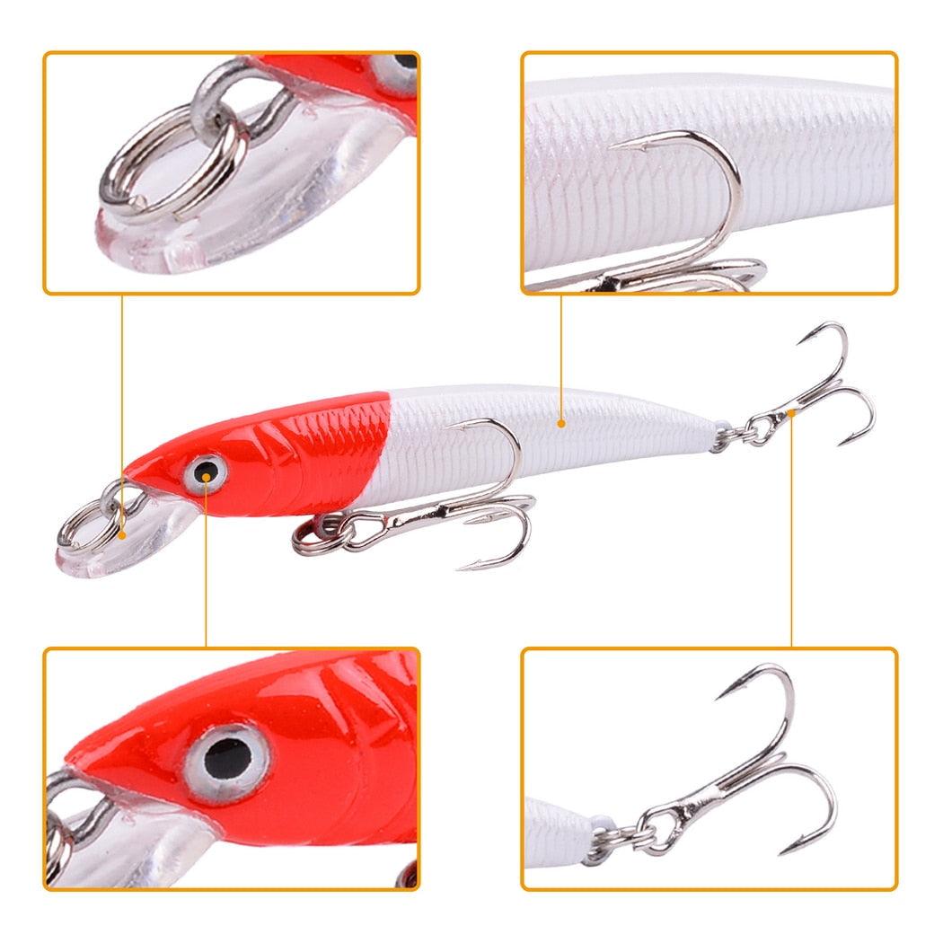 Kit 12 Iscas de Pesca Olhos 3D Meia Água