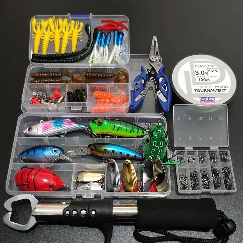 Kit para Pesca com 164 Peças - Linha, Anzol e Iscas Artificiais